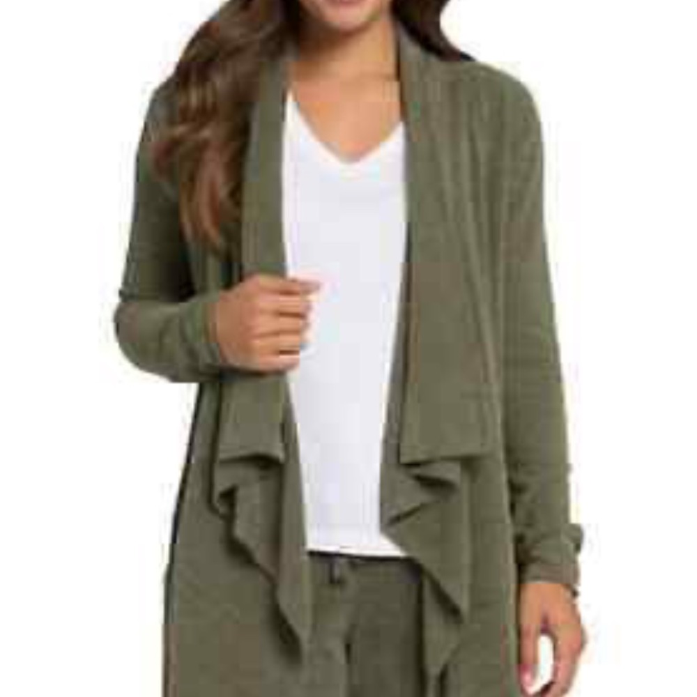 GAP Alpaca Cozy Blend Olive Green Cardigan  Sweater Cascade Front  Size large